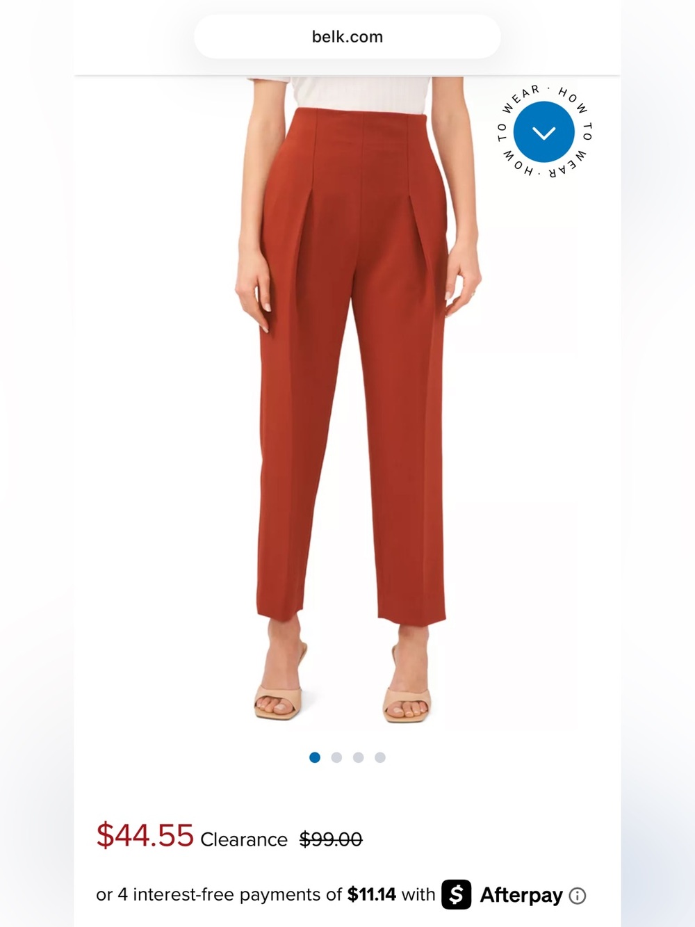 1. State High-Rise Pleated Tapered Trousers - Rust